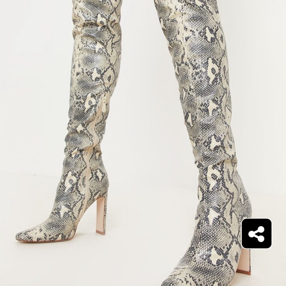 Over the Knee Snake Print Boots